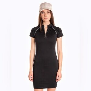 H&M Divided Black White Piping Jersey Dress With Zip